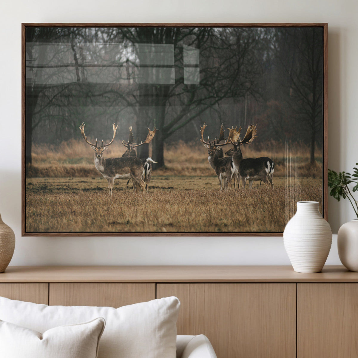 Deer Wall Art Canvas Print – Framed Rustic Wildlife Art