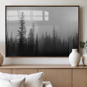Misty Pines Wall Art Canvas Print – Framed Woodland