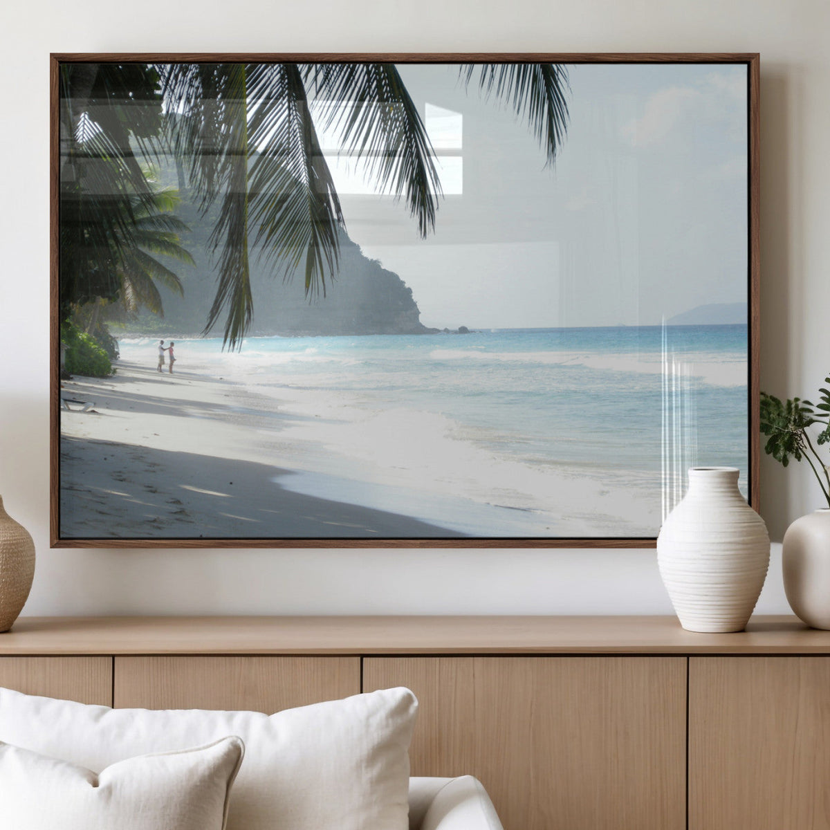 Tropical Beach Wall Art Canvas Print – Framed Serene Ocean