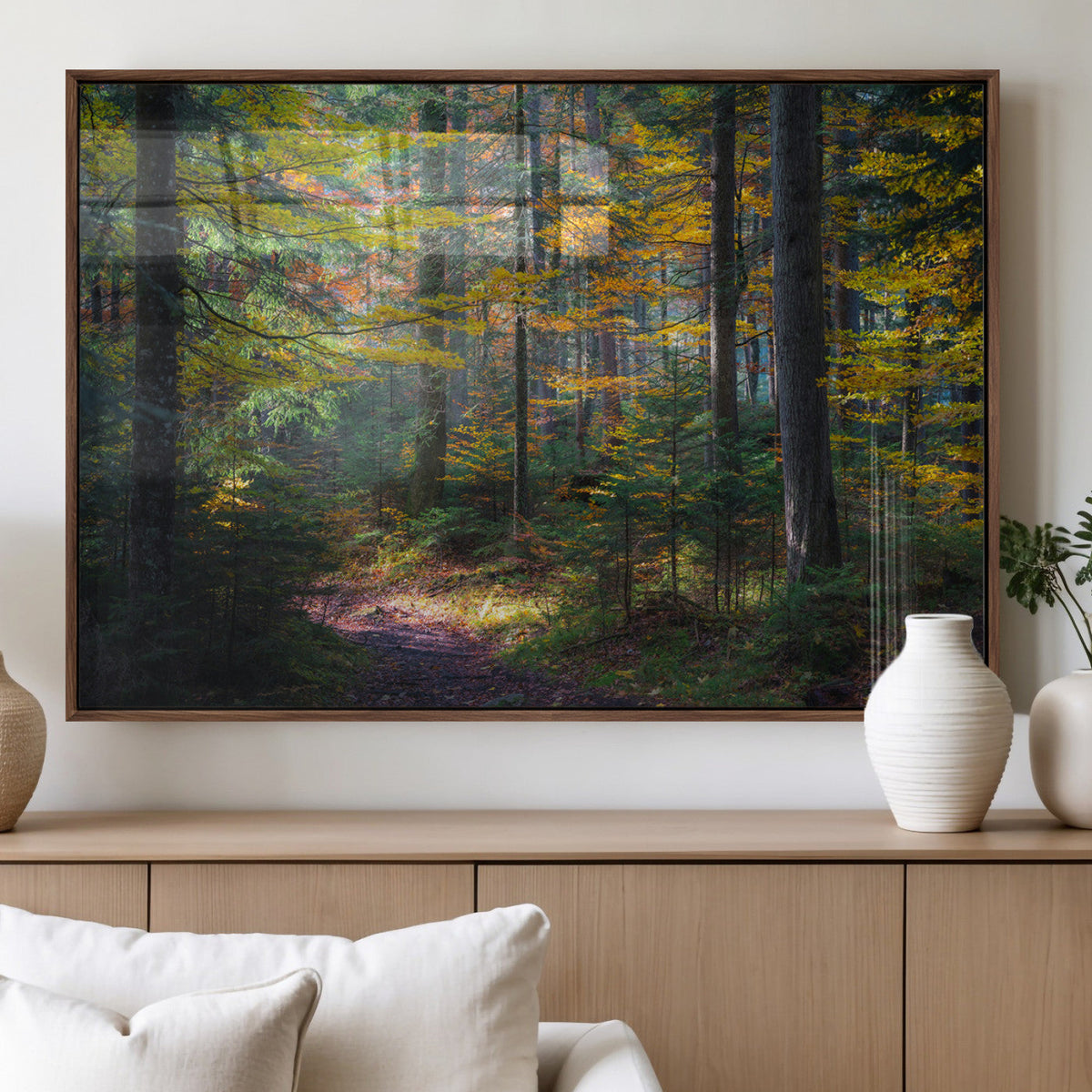 Autumn Forest Wall Art Canvas Print – Framed Fall Woodland