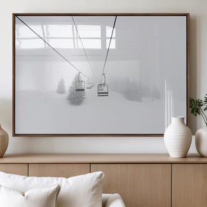 Ski Lift Wall Art Canvas Print – Snowy Alpine Landscape