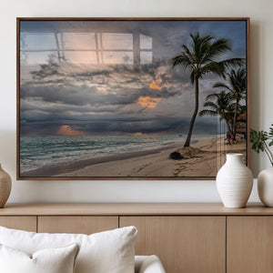 Tropical Storm Wall Art Canvas Print – Framed Moody Beach