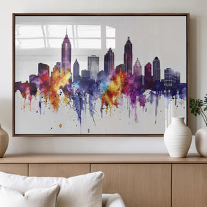 Atlanta Skyline Wall Art Canvas Print – Framed Colorful