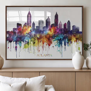 Atlanta Skyline Wall Art Canvas Print – Framed Colorful
