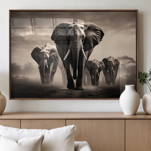Elephant Family Wall Art Canvas Print, Framed Elephant Wall