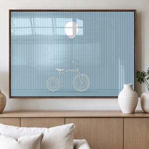 Minimalist Bicycle Balloon Canvas Wall Art – Playful Blue