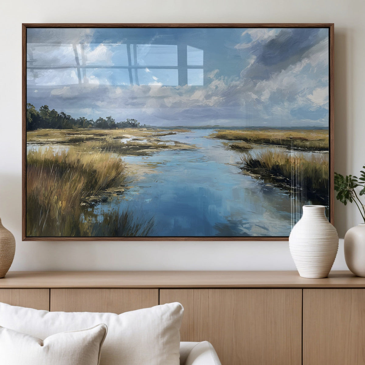 Marshland Wall Art Canvas Print – Serene Water Reflection