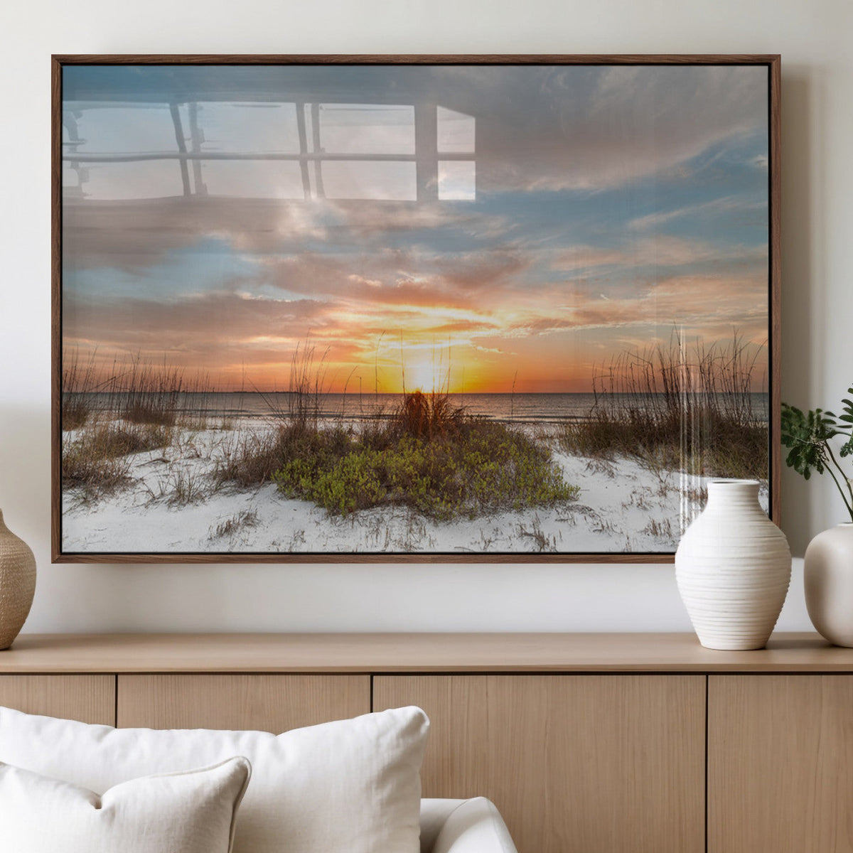 Sunset Beach Wall Art Print – Coastal Canvas Ocean Landscape