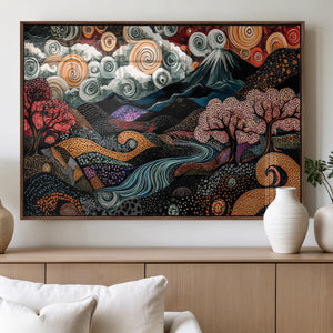 Whimsical Abstract Landscape Wall Art Canvas Print, Colorful