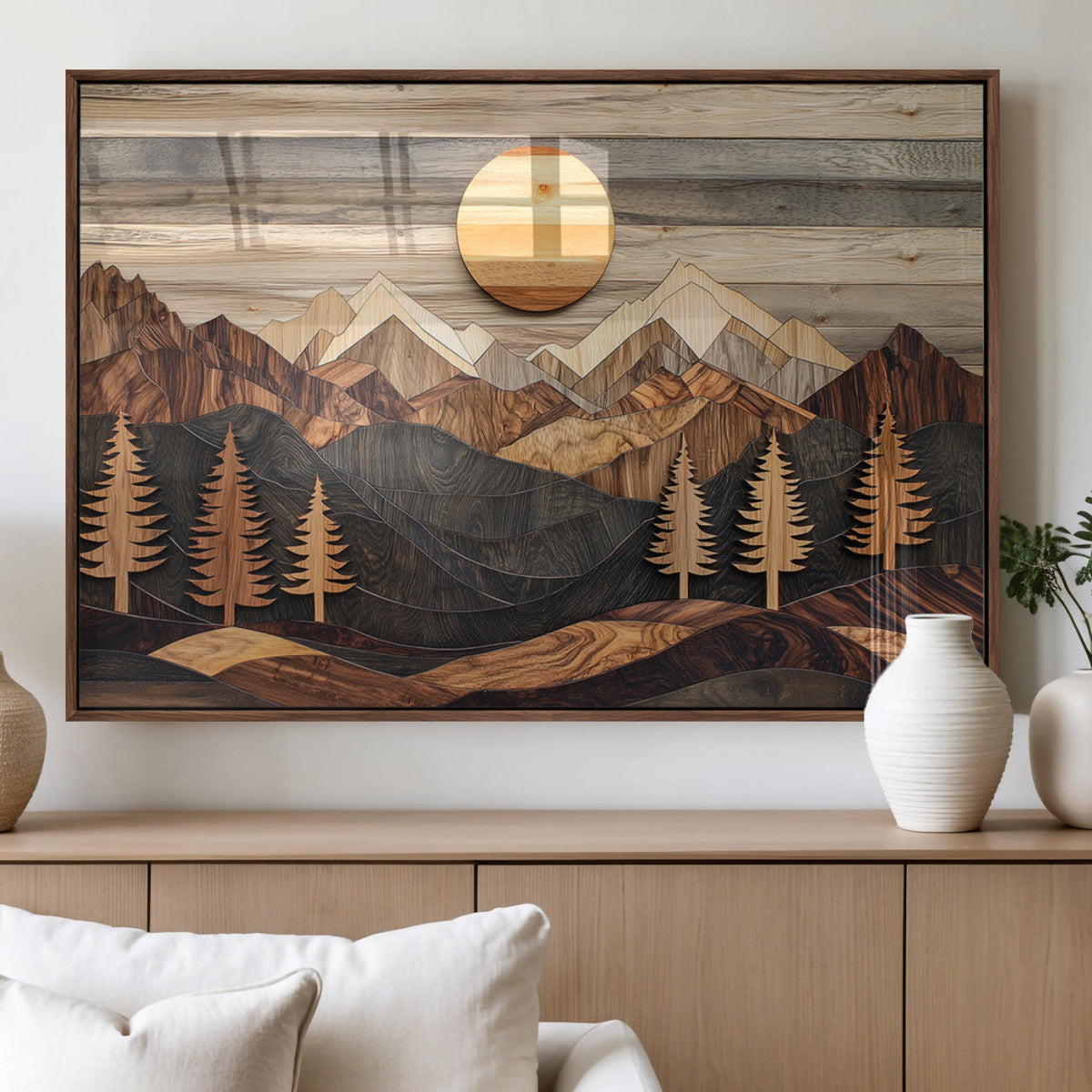 Wood Mountain Wall Art Canvas Print – Layered Forest and