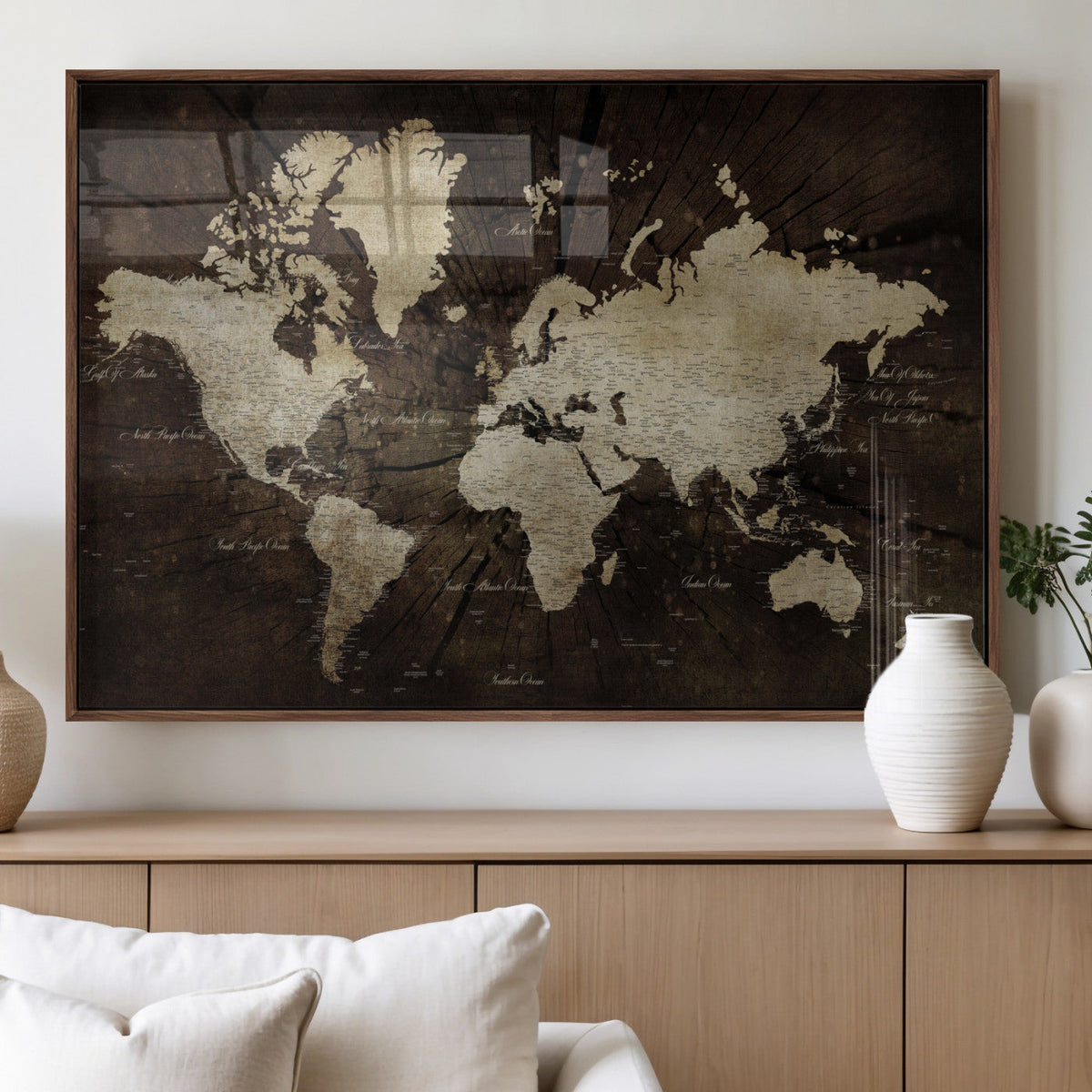 World Map Wall Art Canvas Print – Framed Travel Map Wall Art