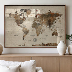 World Map Canvas Print – Framed Detailed Map of the World