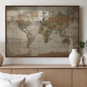 World Map Canvas Print – Framed Travel Map Wall Art for