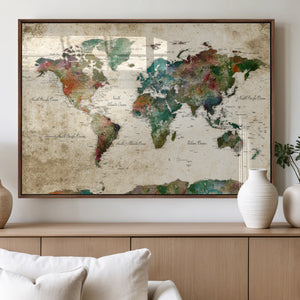 World Map Canvas Print – Framed Detailed Map of the World