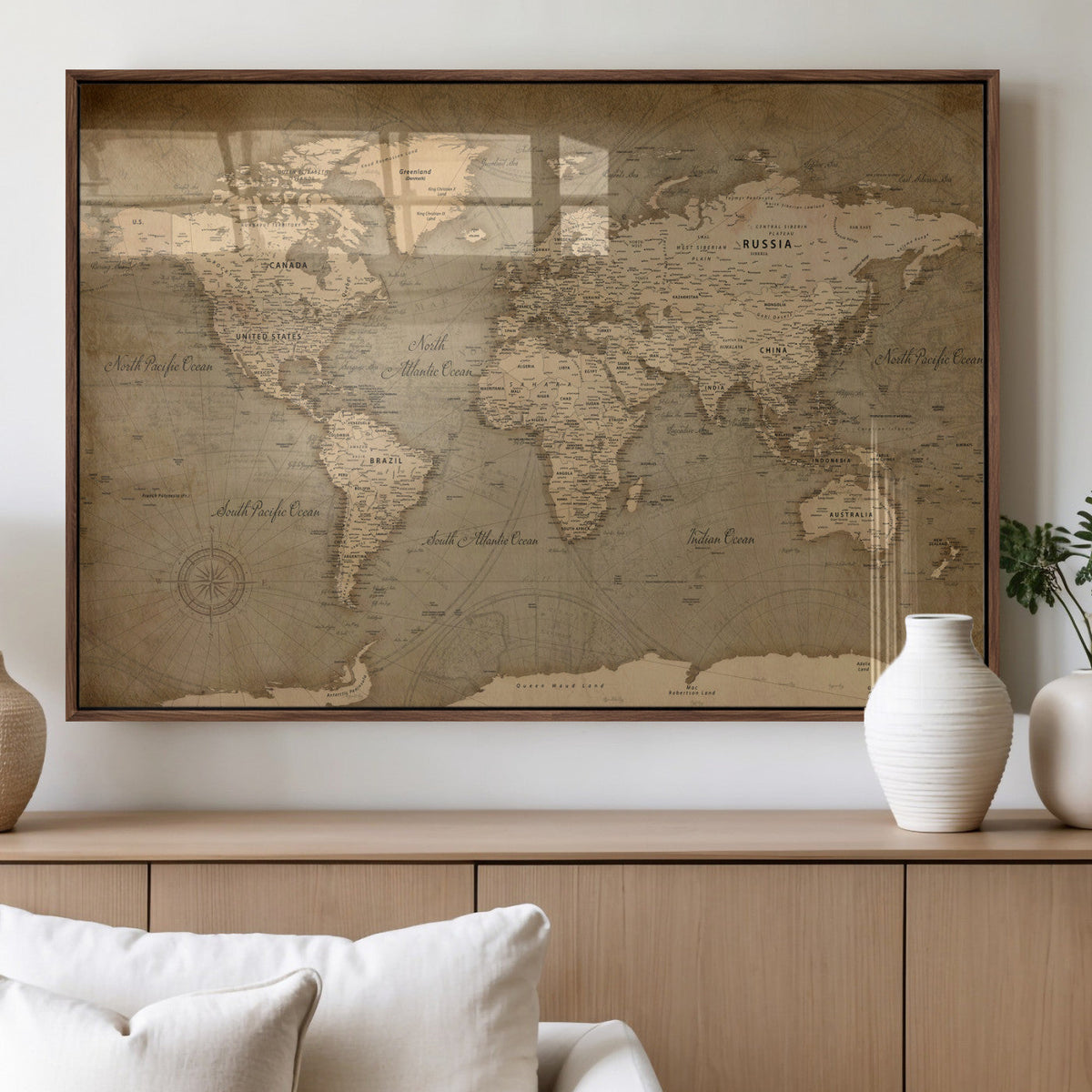 World Map Canvas Print – Framed Travel Map Wall Art for