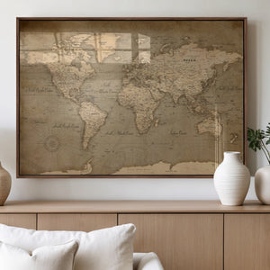 World Map Canvas Print – Framed Travel Map Wall Art for