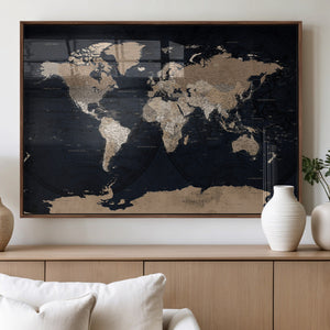 Grunge Wall Art World Map Canvas Print