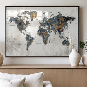 World Map Wall Art Canvas Print for Office Wall Decor