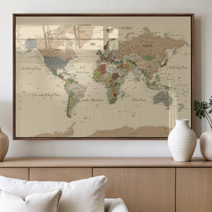 Extra Large World Map Canvas Print – Detailed Map of the