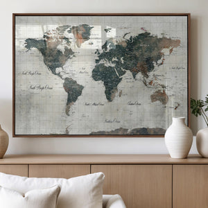 World Map Canvas Print – Framed Travel Map Wall Art for
