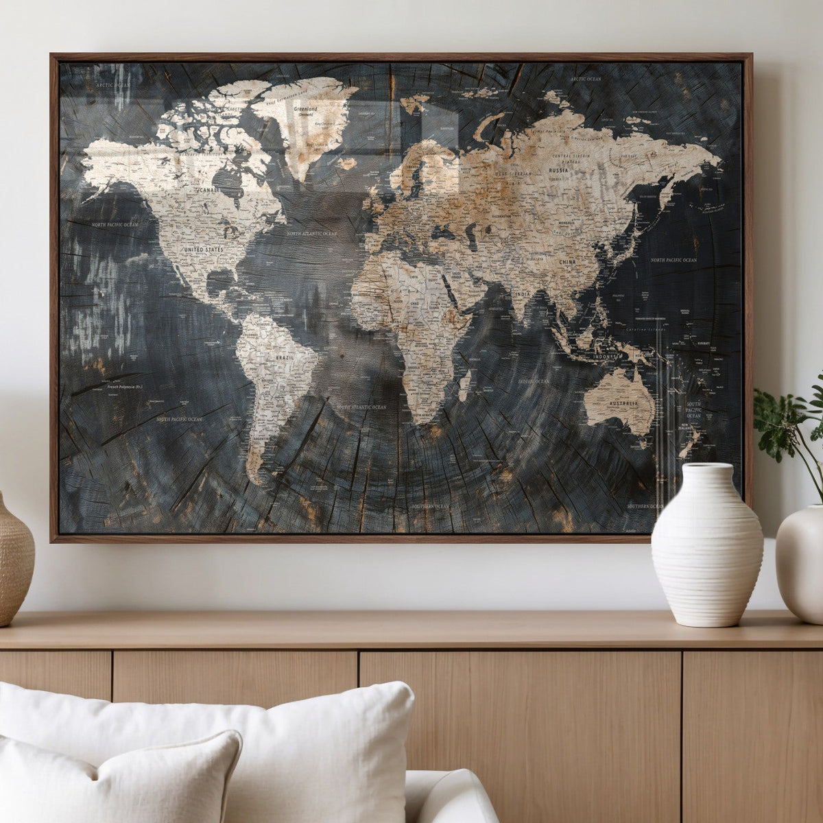 World Map Canvas Print – Detailed Map of the World Wall Art