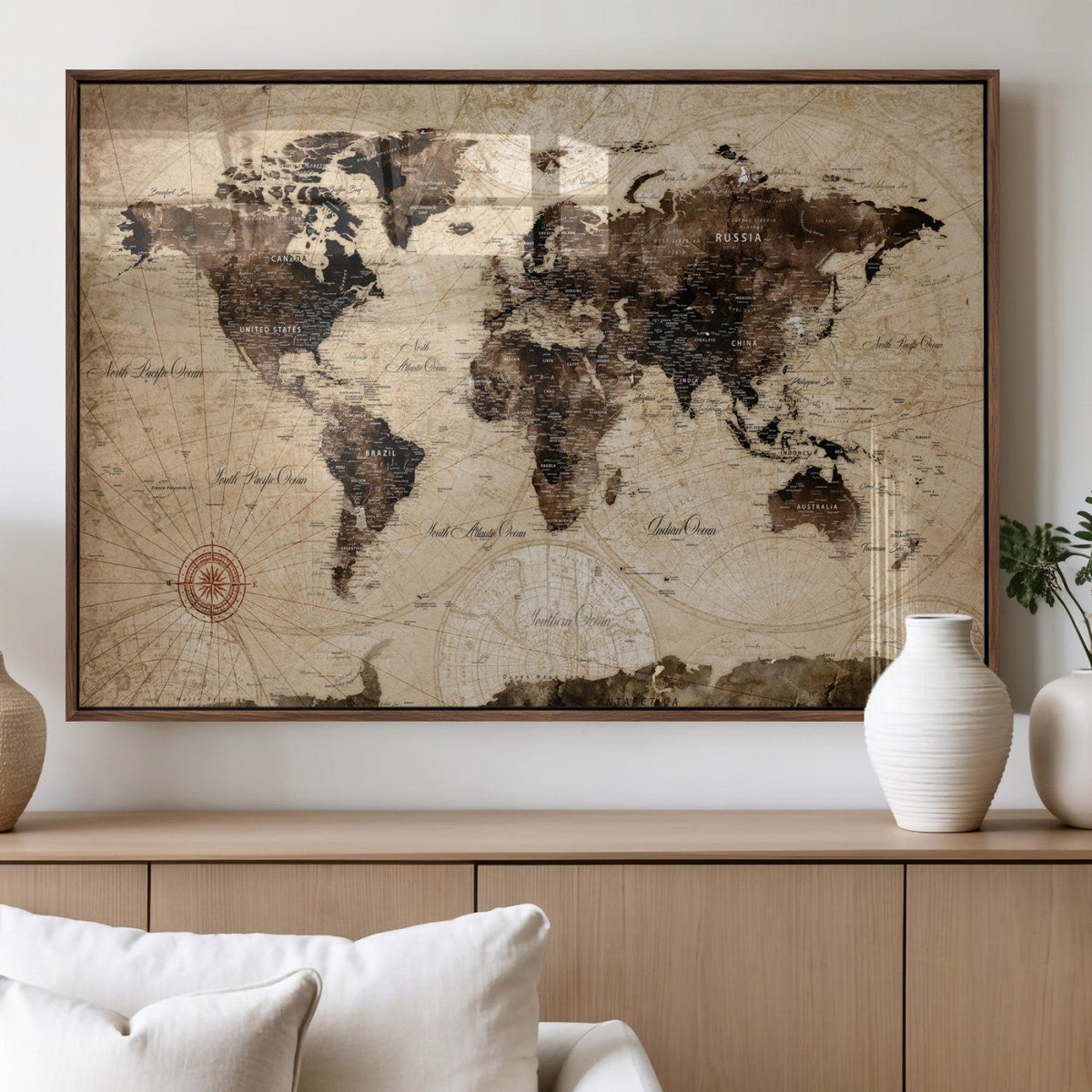 World Map Wall Art Canvas Print