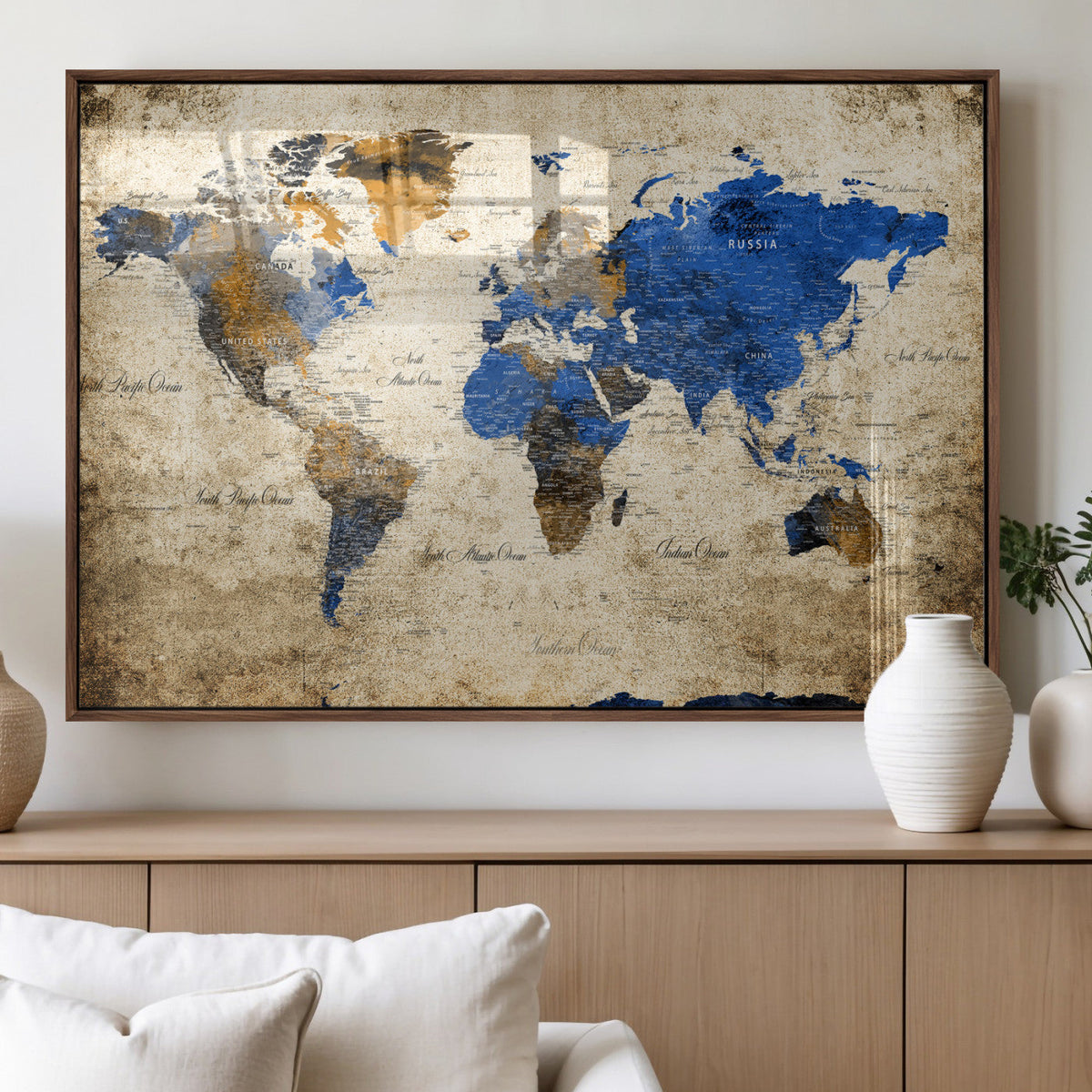 World Map Canvas Print – Colorful Abstract Travel Map,