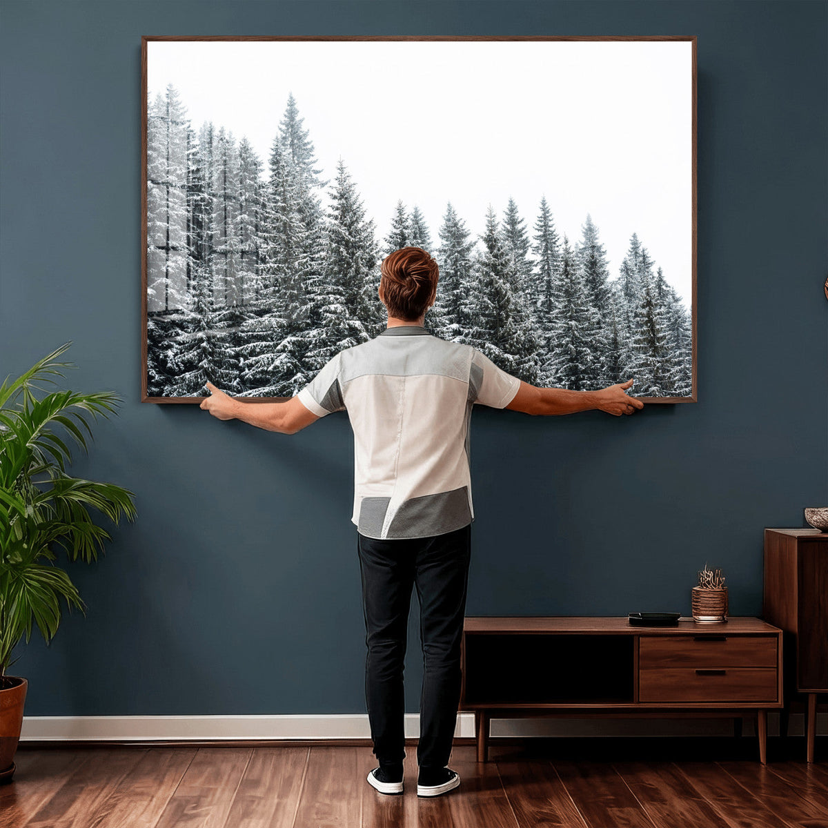 Misty Mountain Forest Canvas Print, Foggy Pine Trees Nature