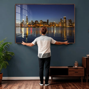Chicago Wall Art Canvas Print - Chicago City Downtown Night