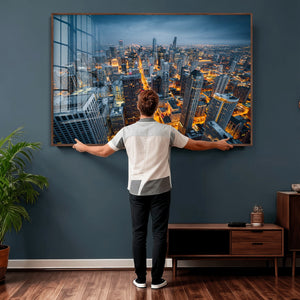 Chicago Wall Art Canvas Print - Chicago City Downtown Night