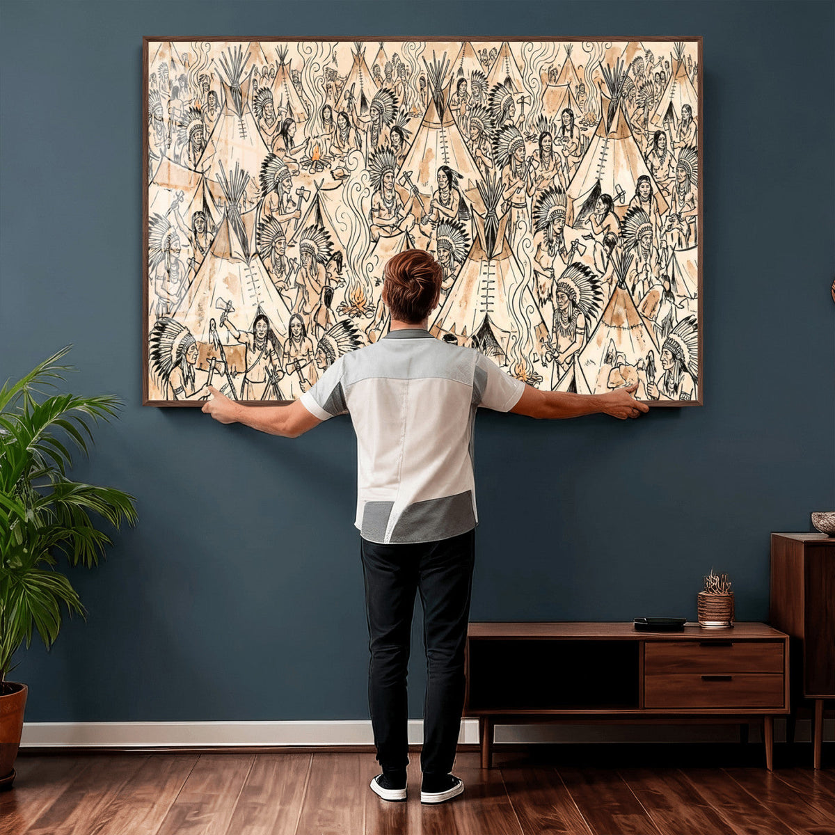 Native American Indian Wall Art Canvas Print - Abstract