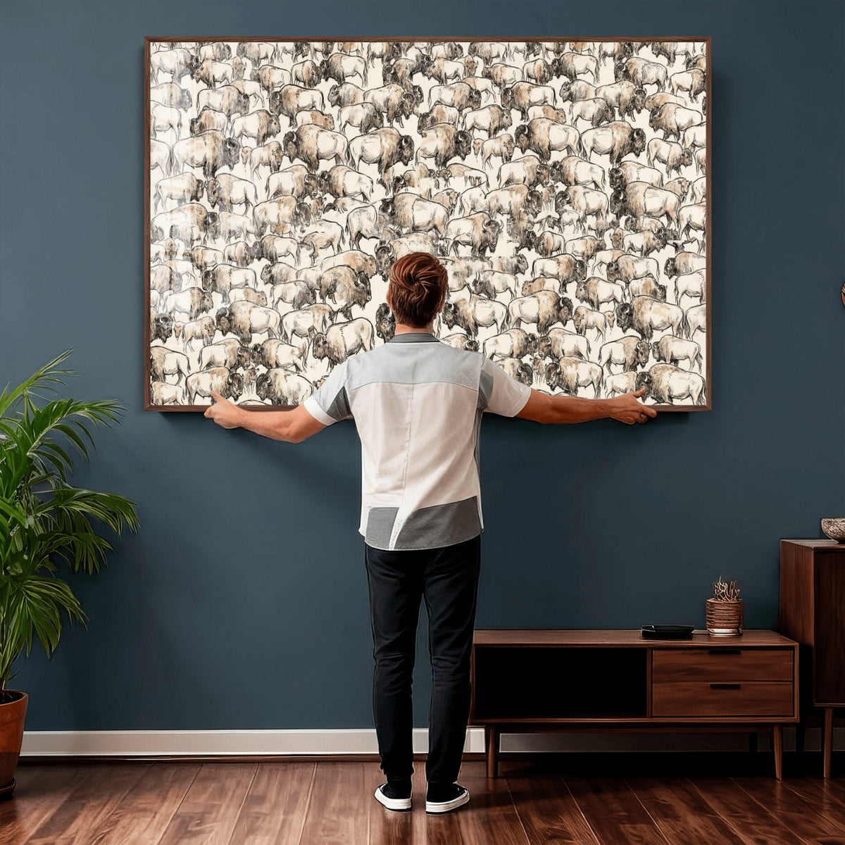 American Bison Canvas Print - Abstract Buffalo Wall Art