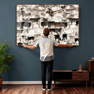 Abstract Texas Longhorn Print - Longhorn Herd Print for