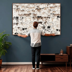Abstract Texas Cow Canvas Print for Cabin and Western Home