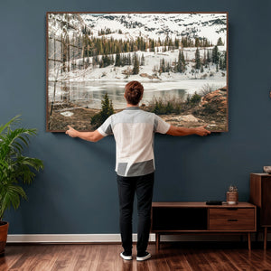 Snowy Mountain Landscape Wall Art Canvas Print, Alpine Pine