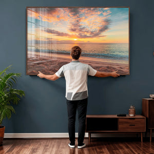 Sunset Beach Wall Art Canvas Print – Soft Coastal