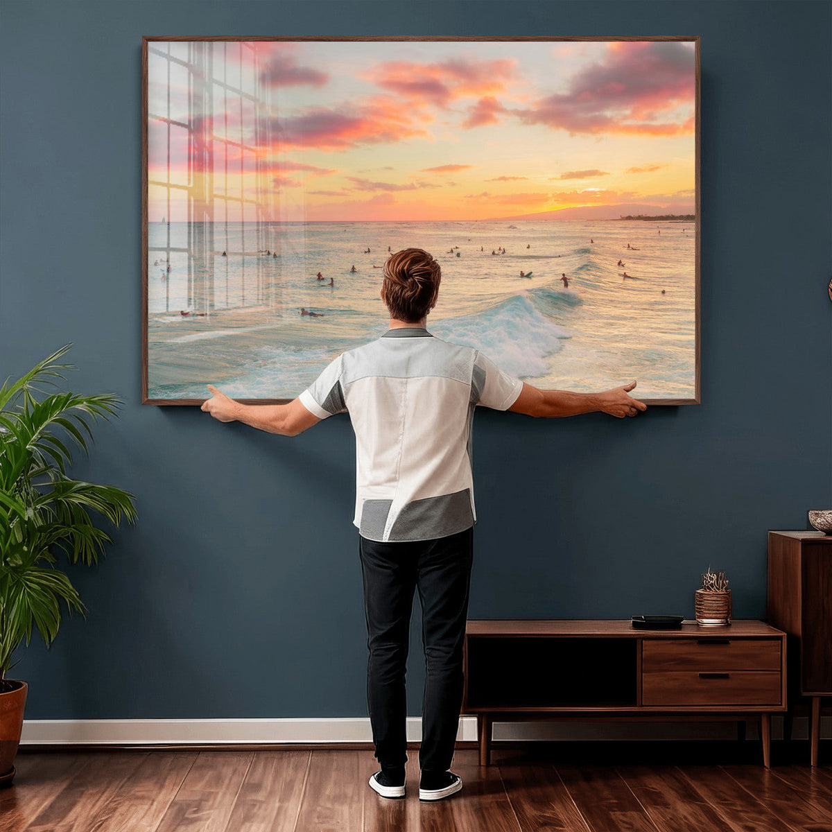 Sunset Beach Wall Art Canvas Print – Soft Coastal
