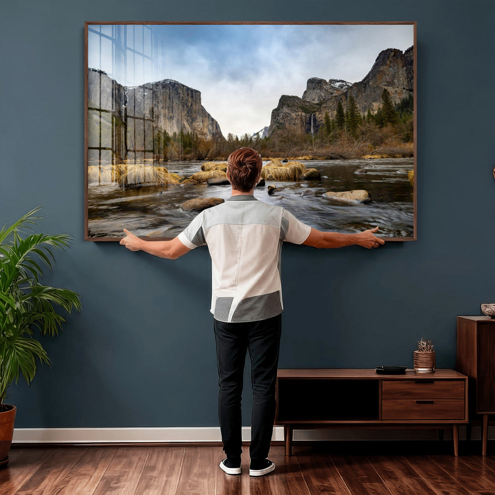 Yosemite Valley Mountain Landscape Wall Art Canvas Print,