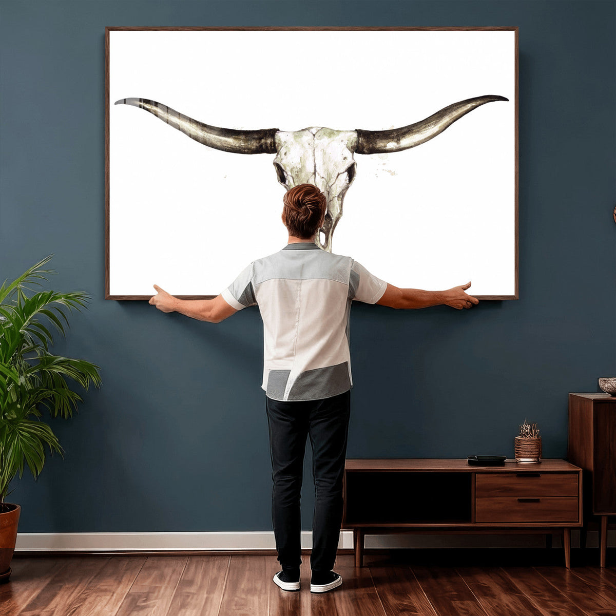 Longhorn Skull Wall Art Canvas Print – Rustic Western