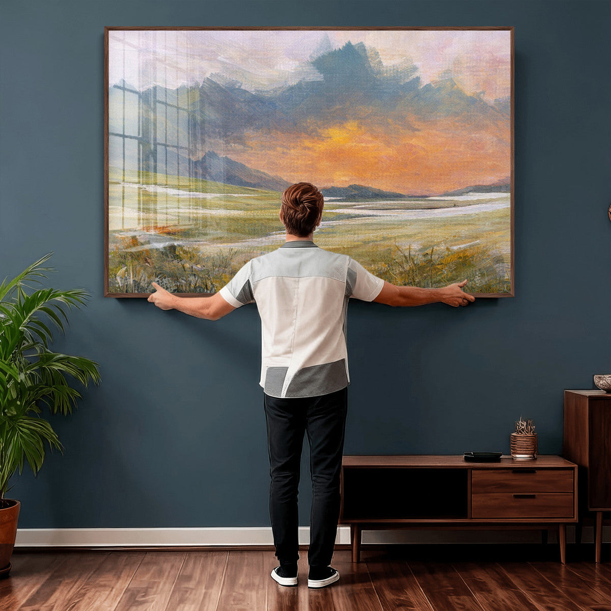 Mountain Sunset Wall Art Canvas Print Vintage Landscape