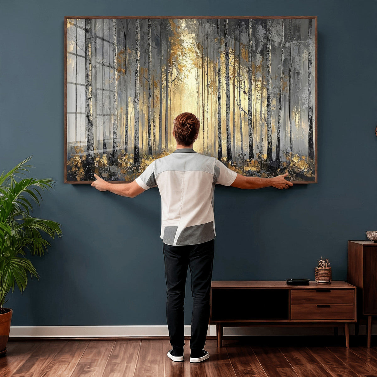 Abstract Birch Forest Wall Art Canvas Print – Modern Neutral