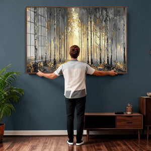 Abstract Birch Forest Wall Art Canvas Print – Modern Neutral