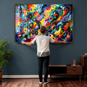 Geometric Abstract Wall Art Canvas Print, Bold Color
