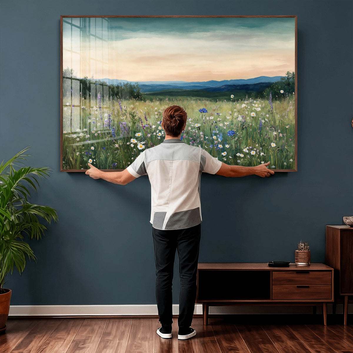 Wildflower Meadow Oil Painting Canvas — Daisy Lavender