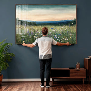 Wildflower Meadow Oil Painting Canvas — Daisy Lavender
