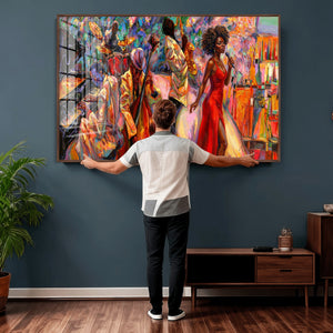 African American Jazz Singer Canvas Art — Red Dress Black