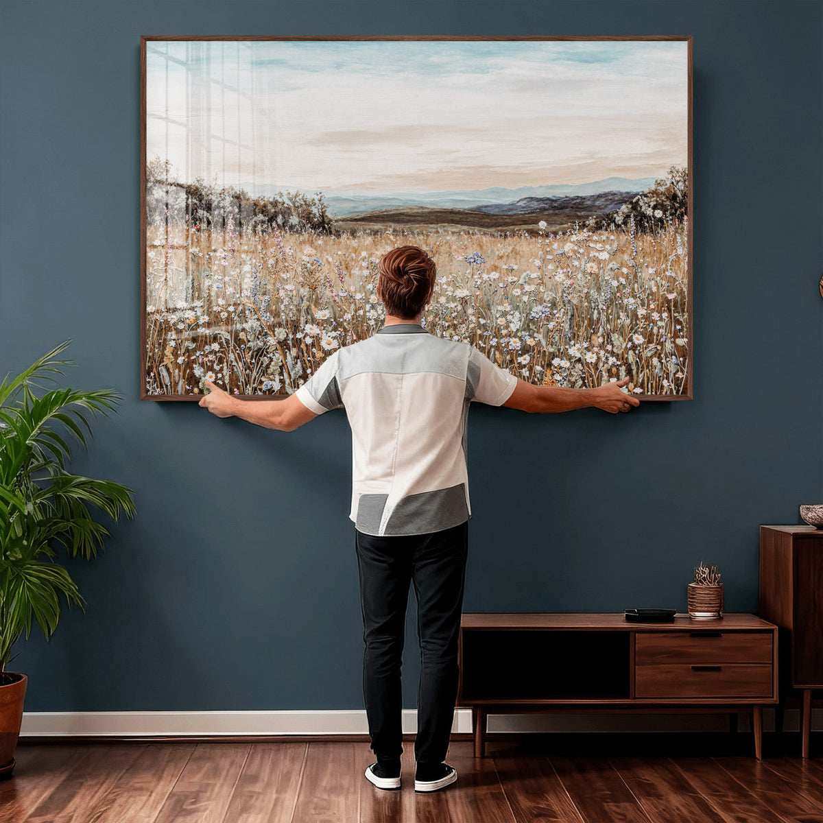 Neutral Wildflower Field Canvas Wall Art — Beige Earth Tone