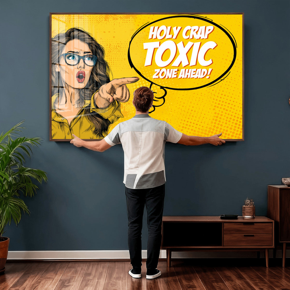 Pop Art Print Bathroom Sign Wall Art Canvas Print — Funny