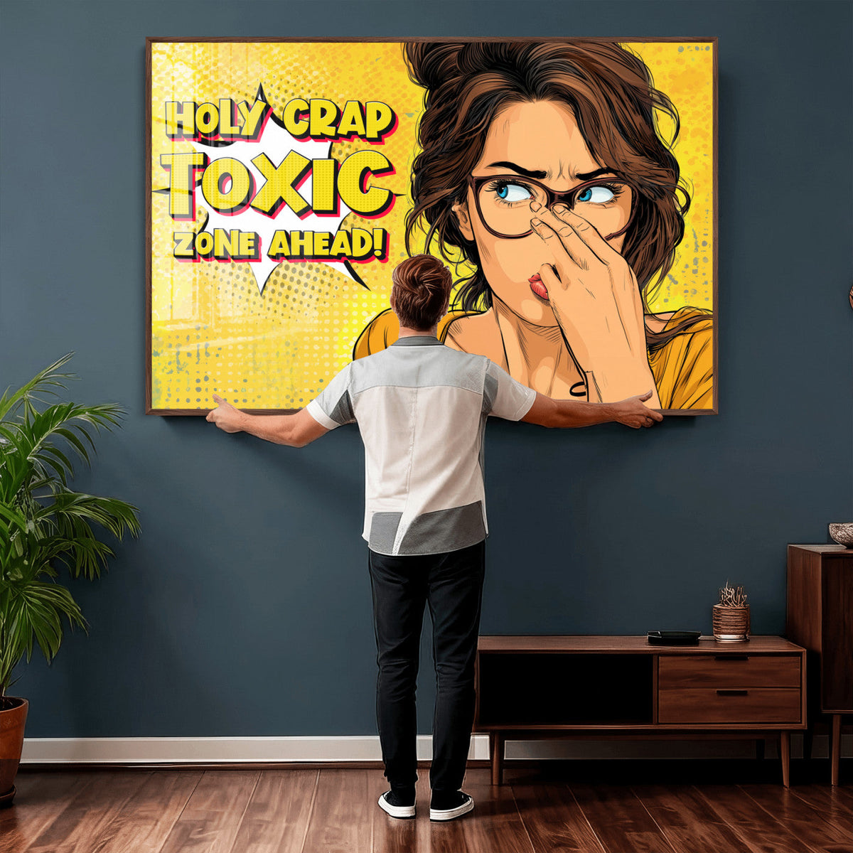 Pop Art Print Bathroom Sign Wall Art Canvas Print — Funny