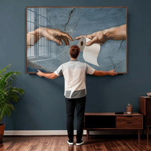 Funny Bathroom Canvas Wall Art, Michelangelo Creation of
